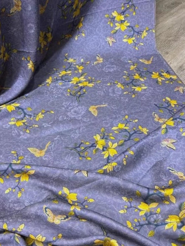 HLXAYUZI - Handmade 25 Momme HUALUO Jacquard Mud Silk Fabric (Openwork texture) - 110cm by the Yard