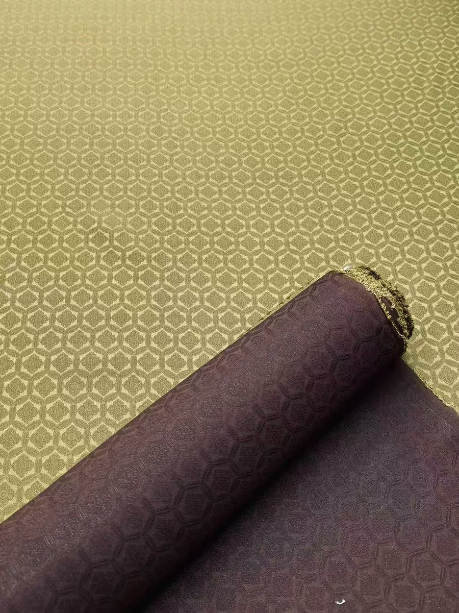 龟背果绿 Mud Silk fabric, Jacquard HUALUO, 25 momme 110cm wide by the Yard