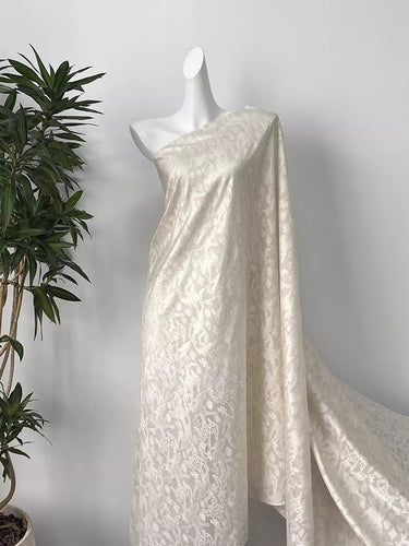 XYLN041 - Leno silk fabric, Gold weave Yarn-dyed, white, 25 momme 114cm wide by the yard