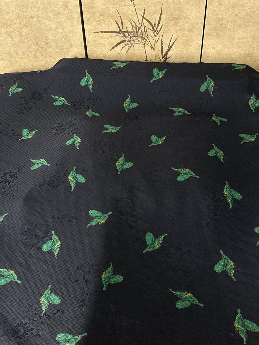 XYLHD - Plant dyed HongYunSha Silk fabric, Openwork HUALUO, 26 momme 110cm wide by the Yard