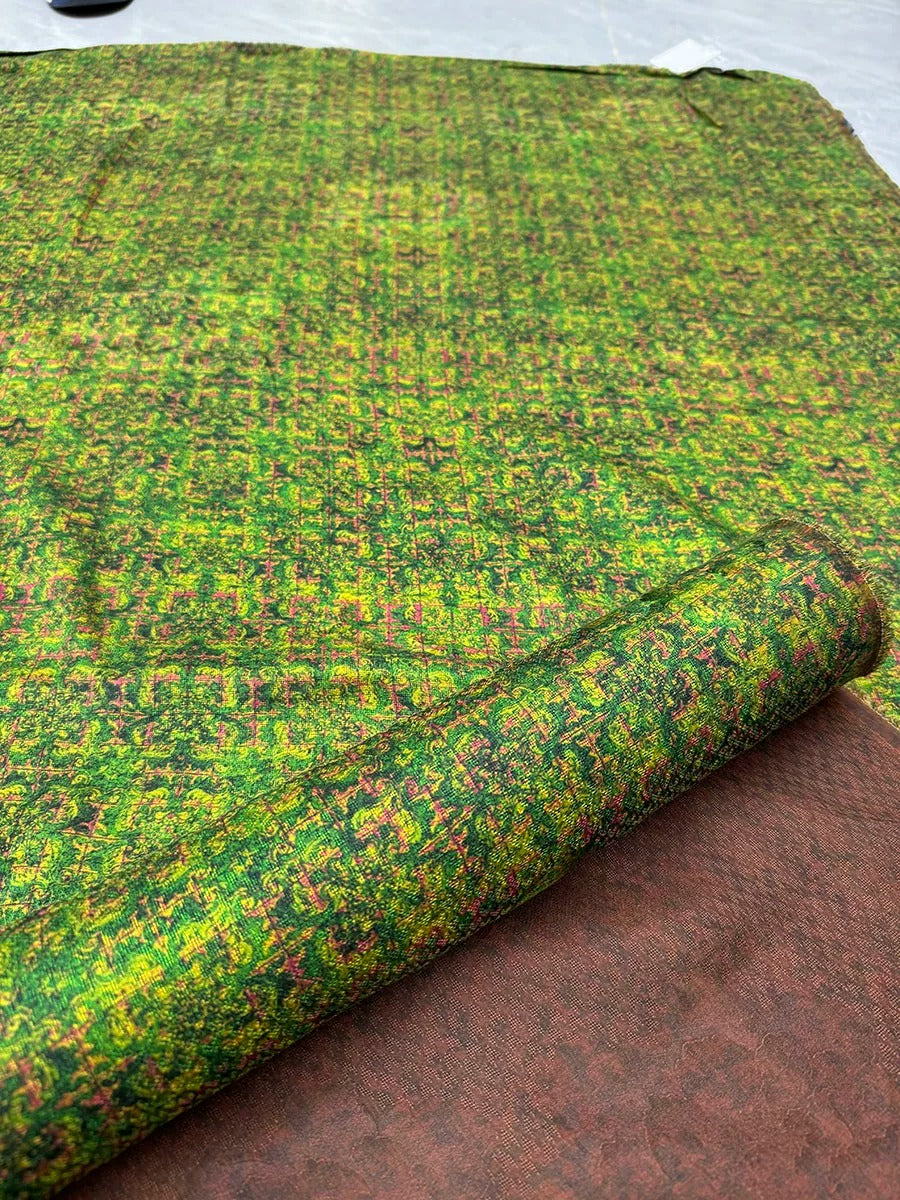 XYGZW - Plant dyed HongYunSha Silk fabric, Openwork HUALUO, 25 momme 110cm wide by the Yard