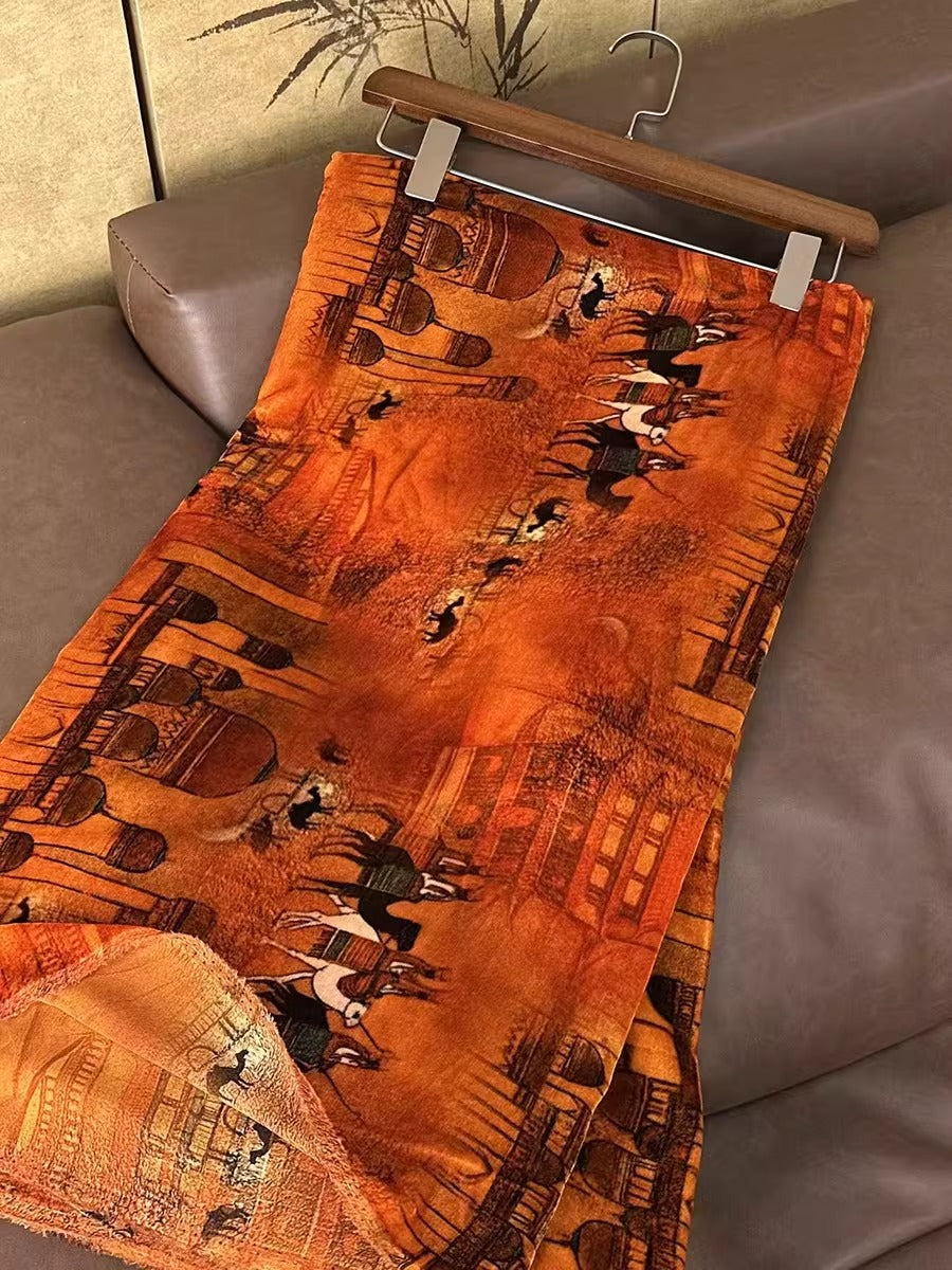 XYYHSR050 - Print Silk Velvet Fabric, 140cm wide by the Yard