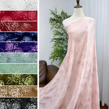 XYYHSR012 - Hot Stamping Metallic Silk Velvet Fabric, 140cm wide by the Yard