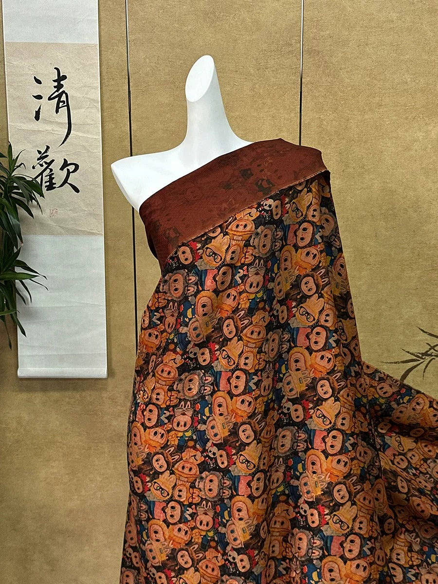 XYLBB - Plant dyed HongYunSha Silk fabric, Openwork HUALUO, 26 momme 110cm wide by the Yard