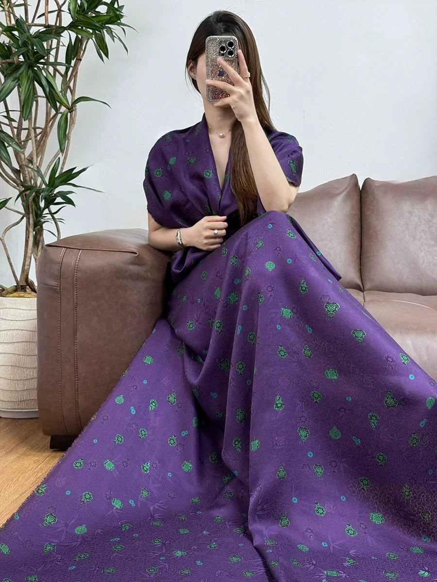 XYZDHL - Plant dyed HongYunSha Silk fabric, Openwork HUALUO, 26 momme 110cm wide by the Yard