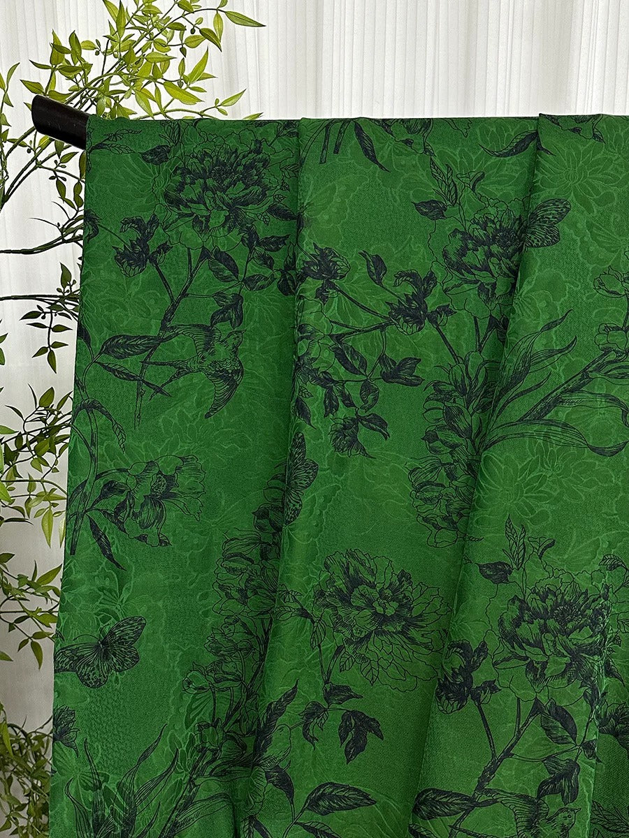 XYDQK - Plant dyed HongYunSha Silk fabric, Openwork HUALUO, 25 momme 110cm wide by the Yard