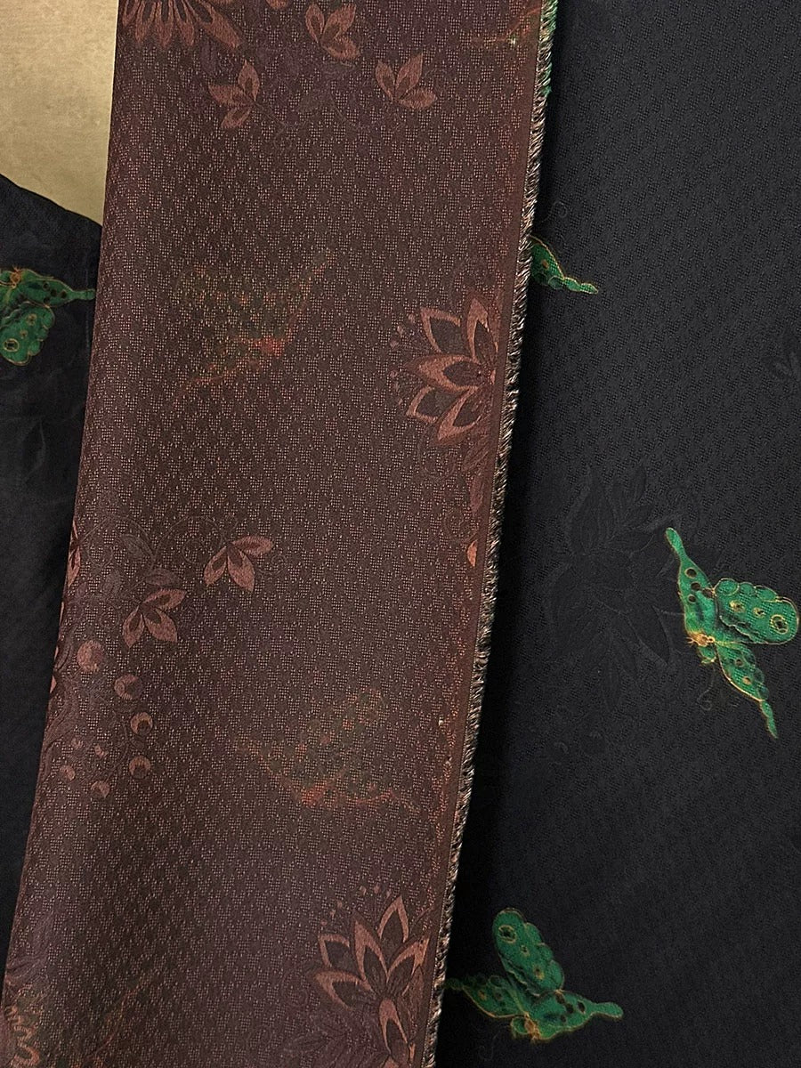 XYLHD - Plant dyed HongYunSha Silk fabric, Openwork HUALUO, 26 momme 110cm wide by the Yard