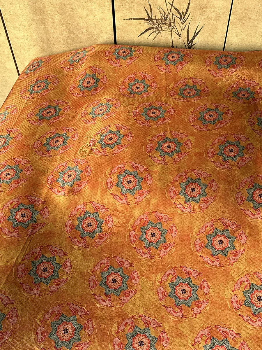 XYDHFT - Plant dyed HongYunSha Silk fabric, Openwork HUALUO, 25 momme 110cm wide by the Yard