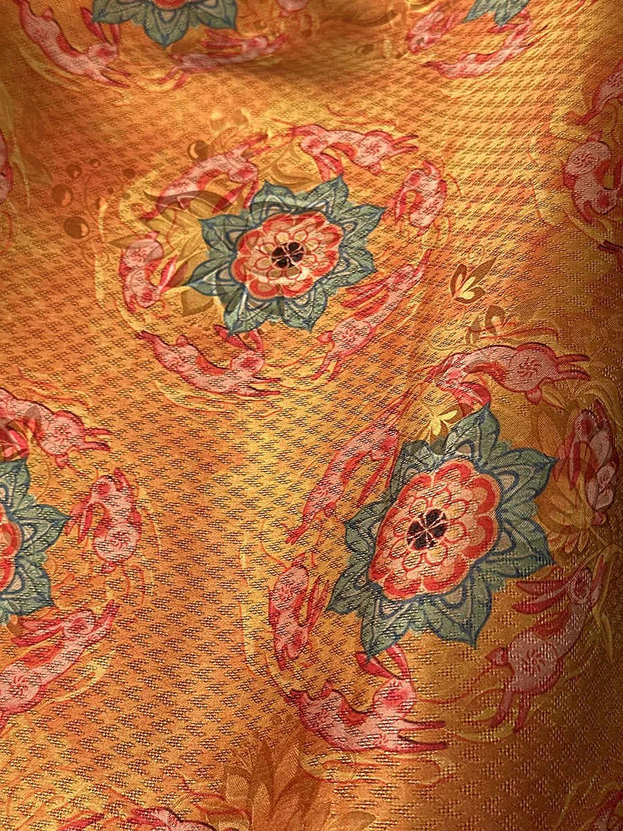 XYDHFT - Plant dyed HongYunSha Silk fabric, Openwork HUALUO, 25 momme 110cm wide by the Yard