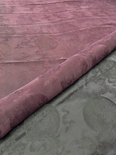 团花 Mud Silk fabric, Jacquard HUALUO, 26 momme 110cm wide by the Yard