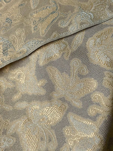 XYLN038 - Leno silk fabric, Gold weave Yarn-dyed, gold butterfly , 25 momme 114cm wide by the yard