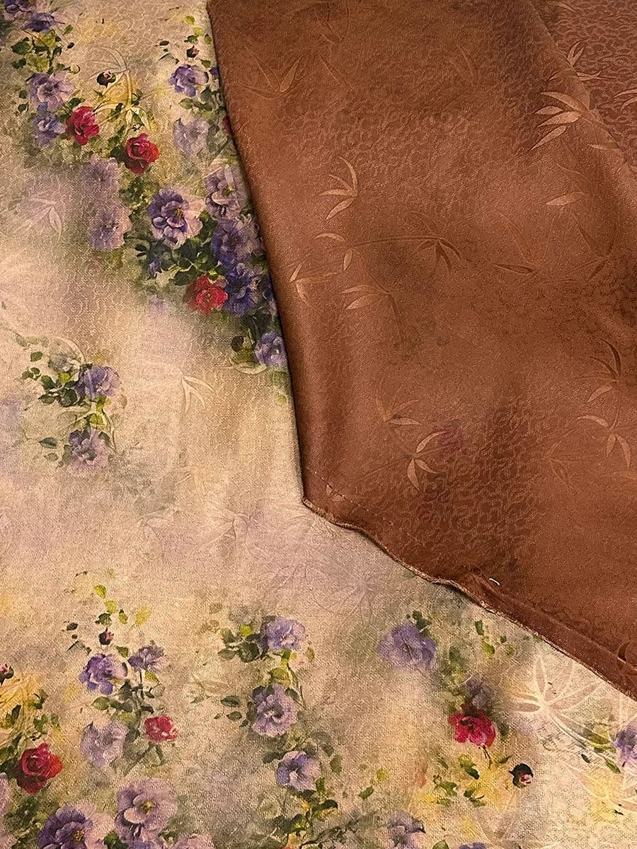 XYJLZY - Plant dyed HongYunSha Silk fabric, Openwork HUALUO, 25 momme 110cm wide by the Yard