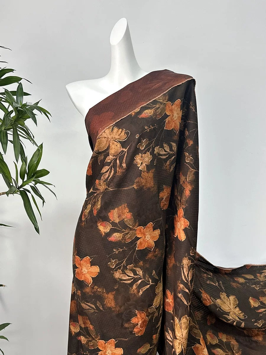 XYYLH - Plant dyed HongYunSha Silk fabric, Openwork HUALUO, 25 momme 110cm wide by the Yard