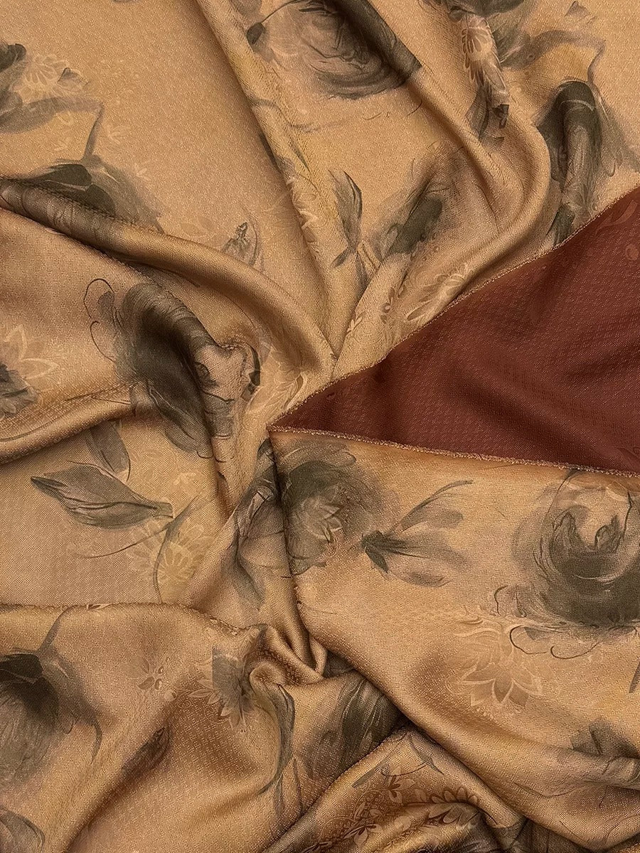 XYYYMG - Plant dyed HongYunSha Silk fabric, Openwork HUALUO, 25 momme 110cm wide by the Yard