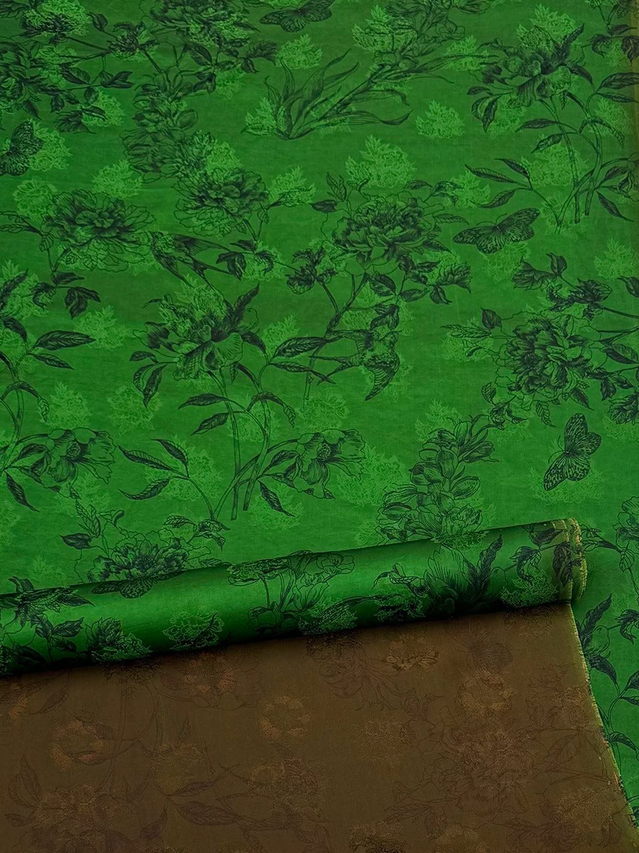 XYDQK - Plant dyed HongYunSha Silk fabric, Openwork HUALUO, 25 momme 110cm wide by the Yard