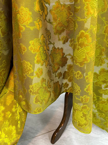李德喜。四经八纬色织罗XYLN005 - Leno silk fabric, yellow peony , 25 momme 114cm wide by the yard