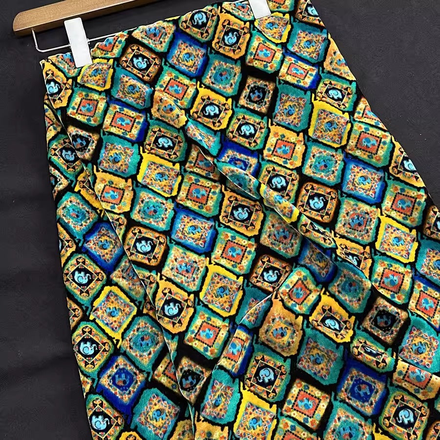 XYYHSR045 - Print Silk Velvet Fabric, 140cm wide by the Yard