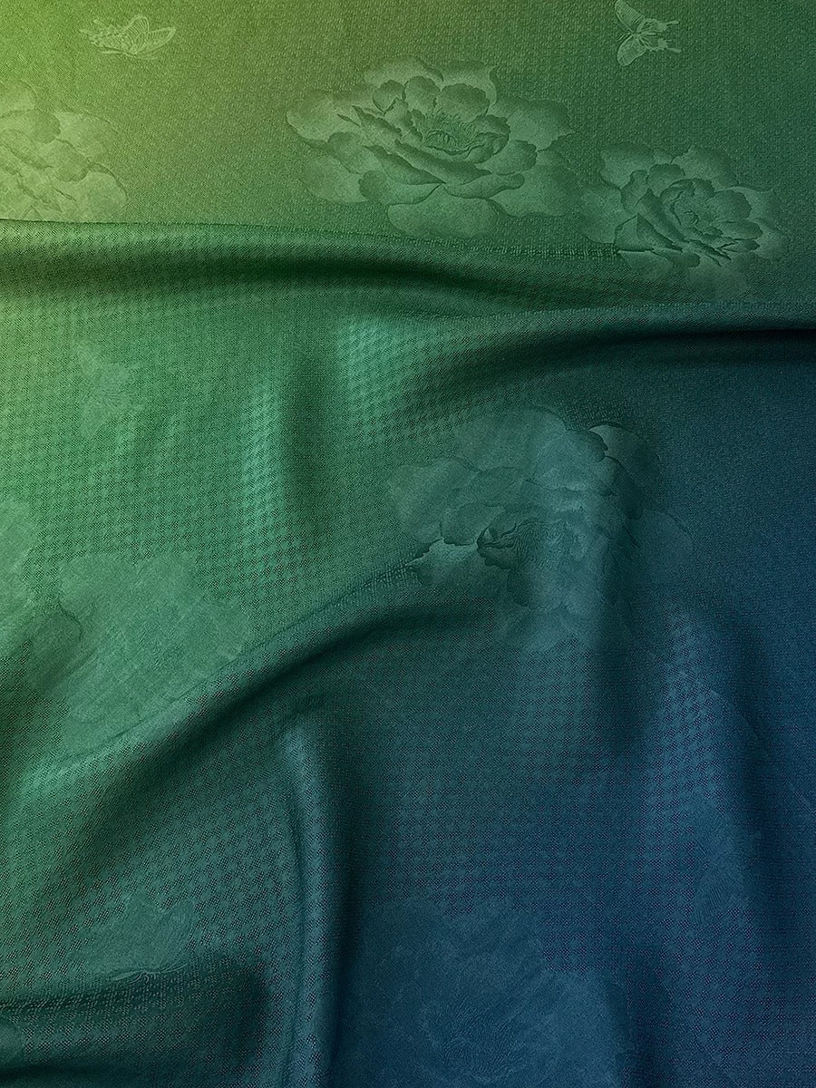 XYQLJB - Plant dyed HongYunSha Silk fabric, Openwork HUALUO, 25 momme 110cm wide by the Yard