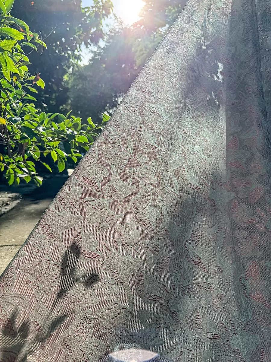 李德喜。四经八纬色织罗 XYLN008 - Leno silk fabric, pink butterfly, 25 momme 114cm wide by the yard