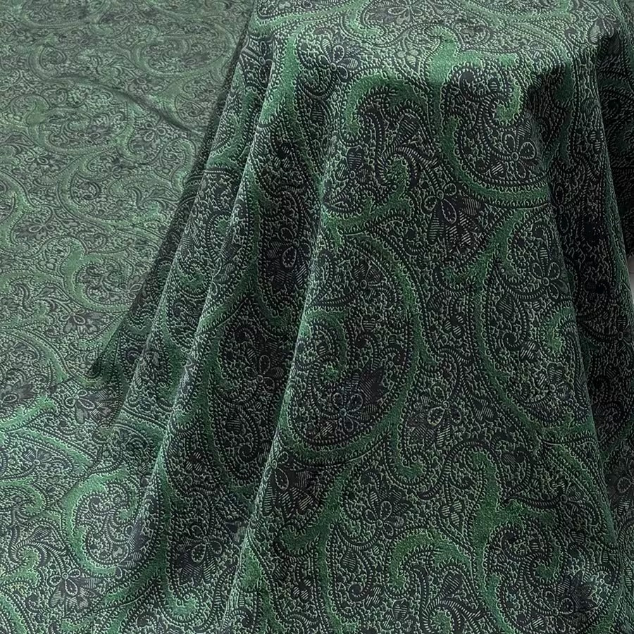 XYHYS 绿色藤条- Jacquard HUALUO Hongyunsha silk fabric, 25 momme openwork texthture, 110cm by e Yard