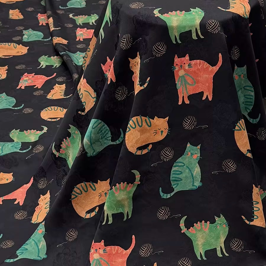 XYHYS 肥猫线球- Jacquard HUALUO Hongyunsha silk fabric, 25 momme openwork texthture, 110cm by e Yard