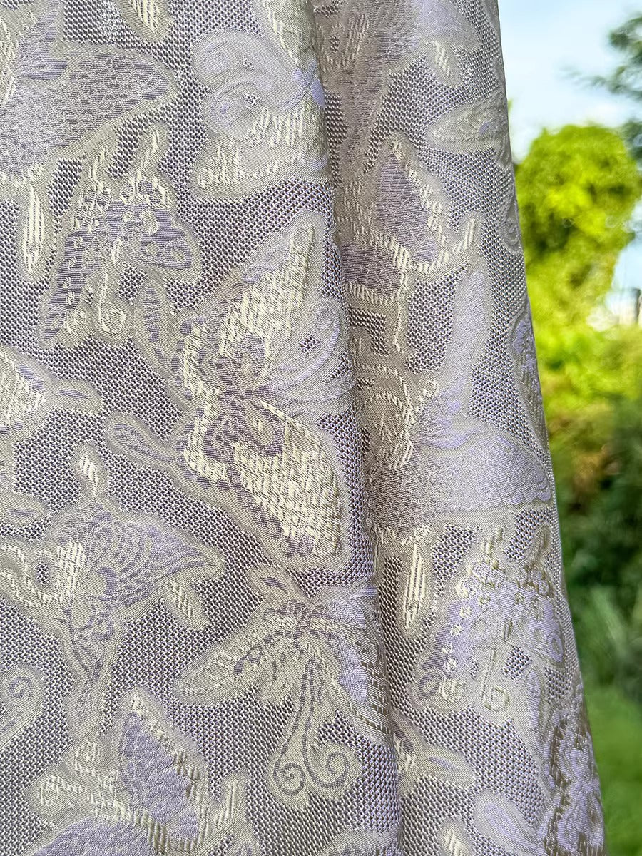 李德喜。四经八纬色织罗 XYLN006 - Leno silk fabric, purple butterfly, 25 momme 114cm wide by the yard
