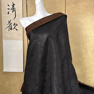 单黑四君子 Mud Silk fabric, Jacquard HUALUO, 25 momme 110cm wide by the Yard