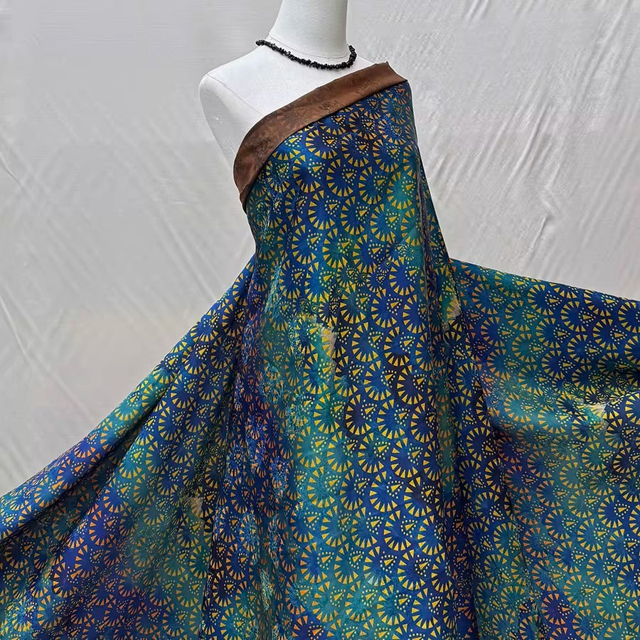 XYHYS 金澜- Jacquard HUALUO Hongyunsha silk fabric, 25 momme openwork texthture, 110cm by e Yard