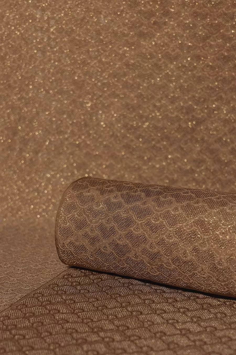 XYLN033 - Leno silk fabric, Gold weave Yarn-dyed, coffee color RUYI, 25 momme 114cm wide by the yard