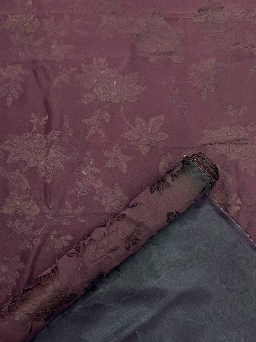 缠枝 Mud Silk fabric, Jacquard HUALUO, 26 momme 110cm wide by the Yard