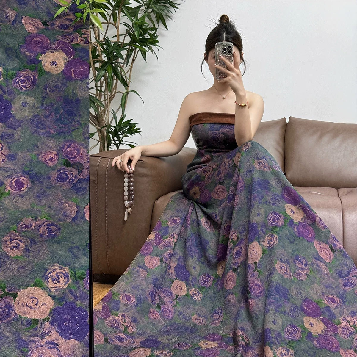 XYZXXZ - Plant dyed HongYunSha Silk fabric, Openwork HUALUO, 26 momme 110cm wide by the Yard