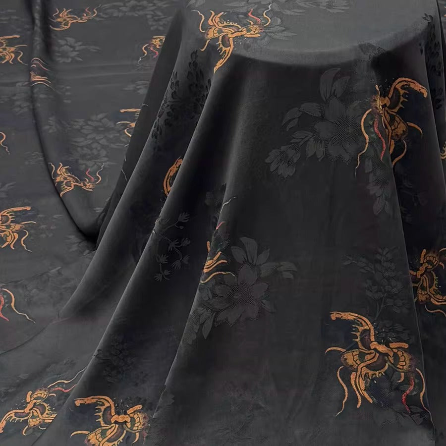 XYHYS 丝带蝴蝶- Jacquard HUALUO Hongyunsha silk fabric, 25 momme openwork texthture, 110cm by e Yard