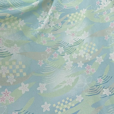 XYLN049 - Leno silk fabric with beautiful prints, peach blossom, 114cm wide by the yard