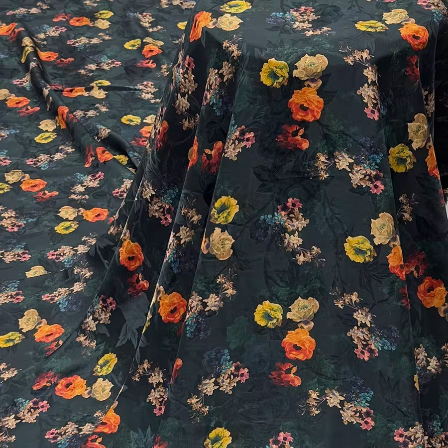 XYHYS 花束- Jacquard HUALUO Hongyunsha silk fabric, 25 momme openwork texthture, 110cm by e Yard
