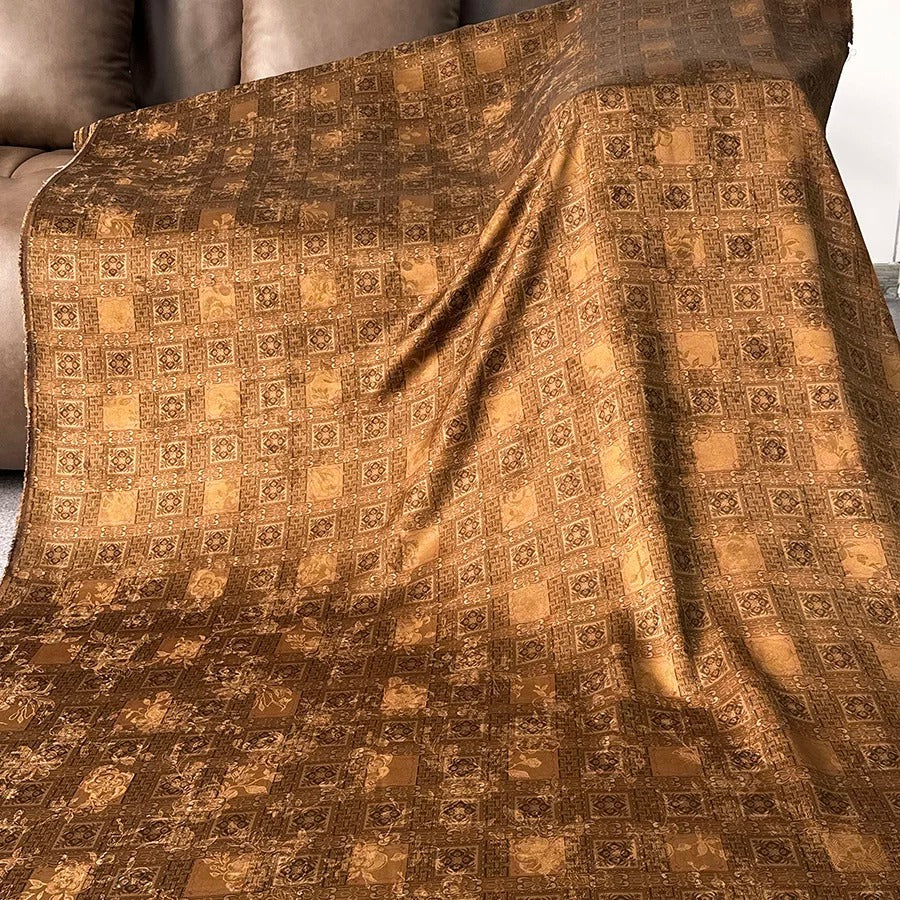 金格回纹 Mud Silk fabric, Jacquard HUALUO, 25 momme 110cm wide by the Yard