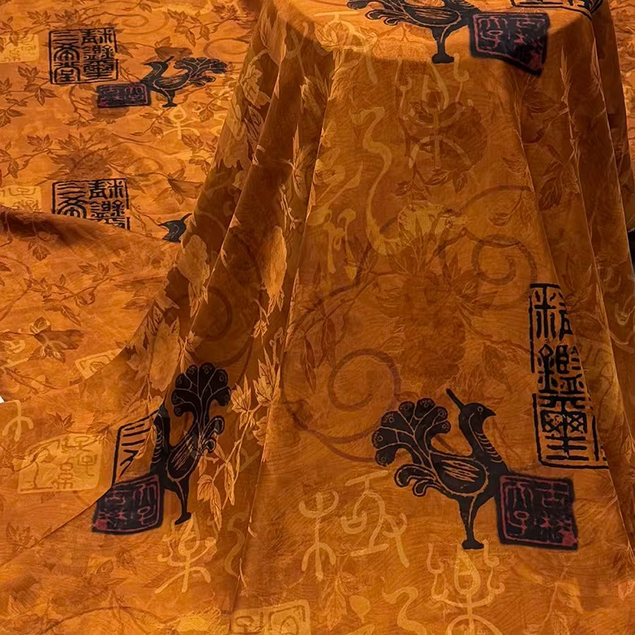 XYHYS 孔雀玺- Jacquard HUALUO Hongyunsha silk fabric, 25 momme openwork texthture, 110cm by e Yard