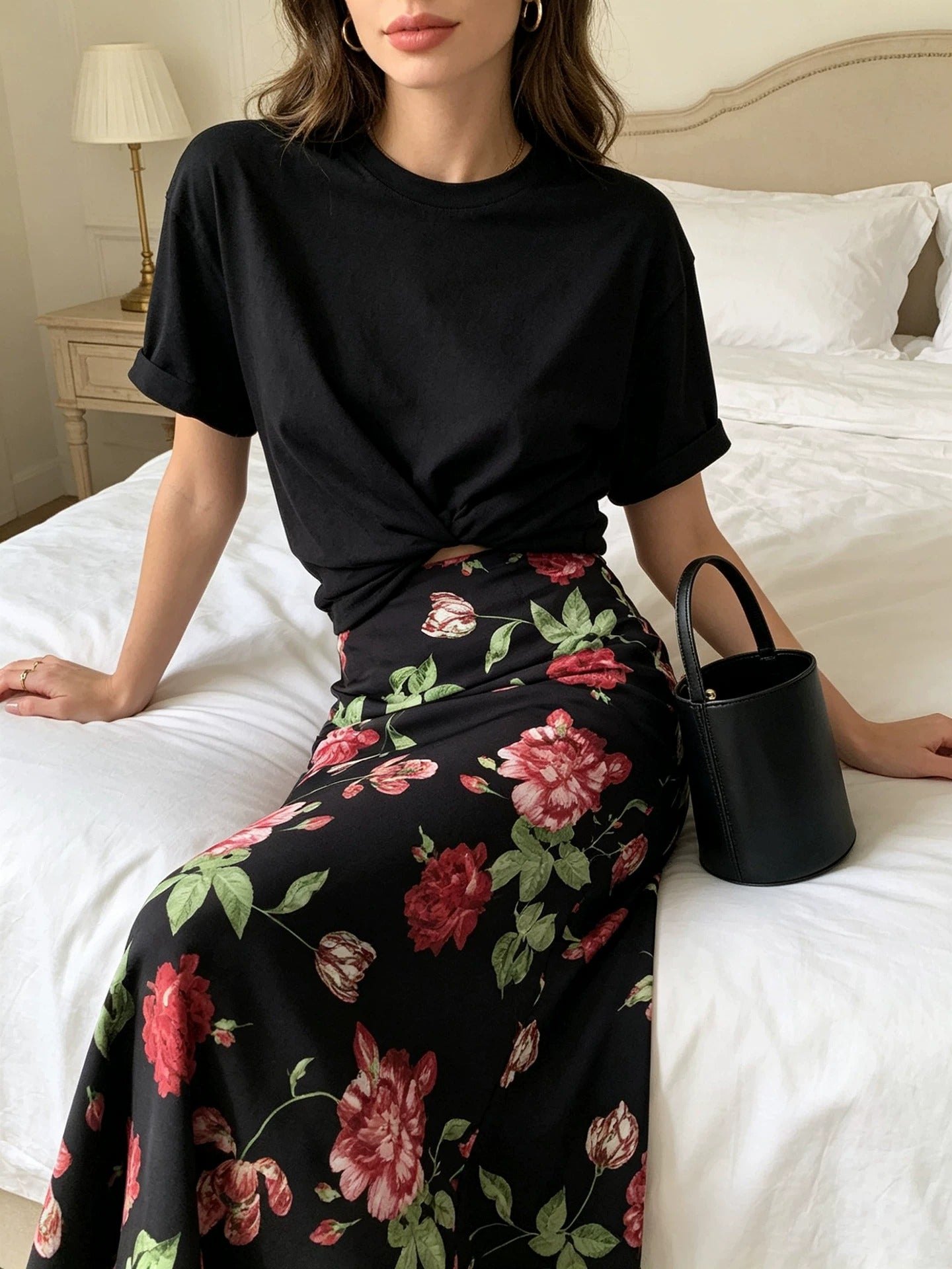 ROSES - 100% Mulberry Silk Skirt