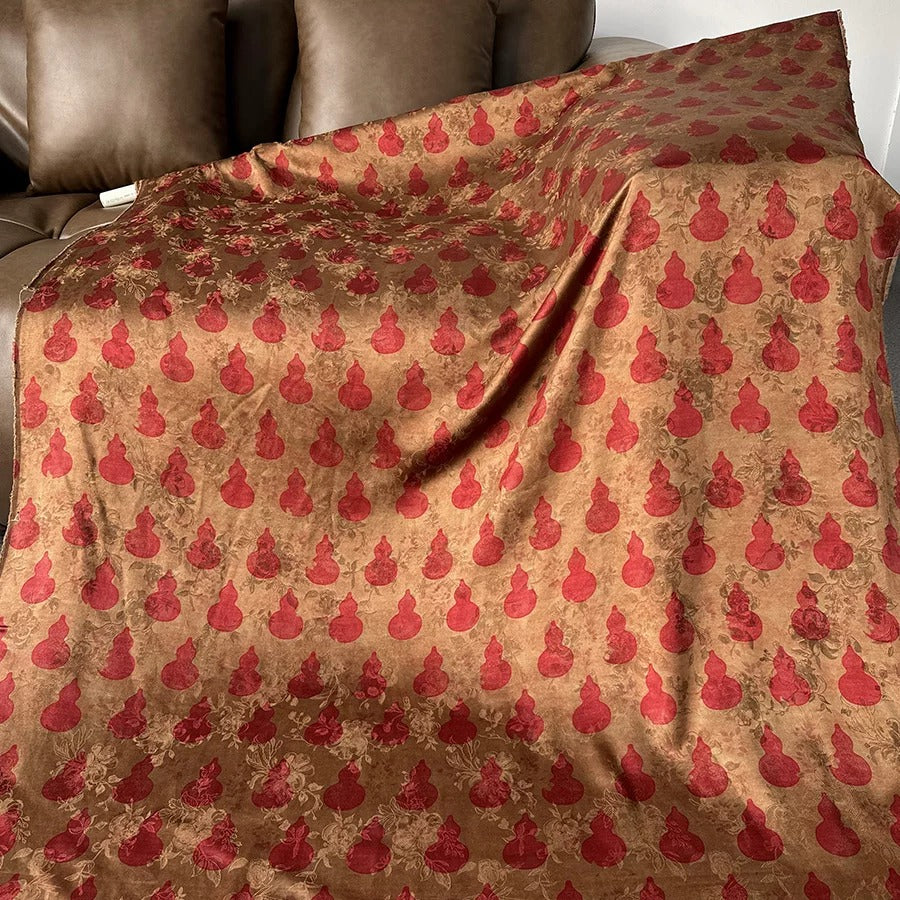 红葫芦 Mud Silk fabric, Jacquard HUALUO, 25 momme 110cm wide by the Yard