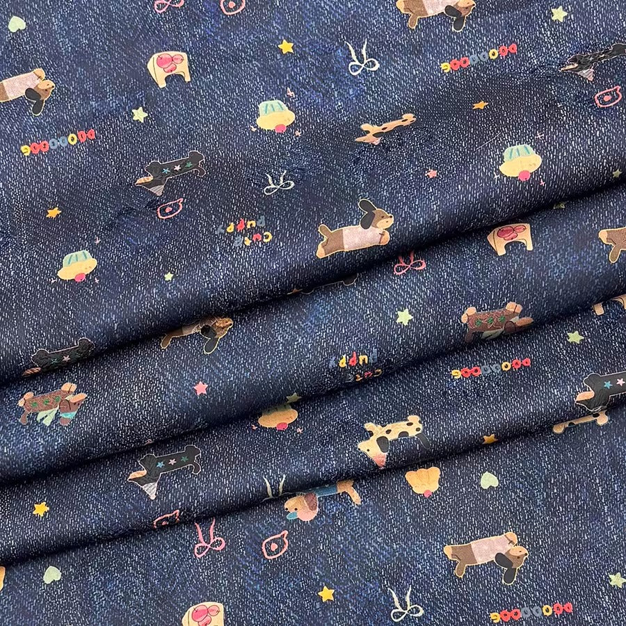XYHYS 欢乐小狗- Jacquard HUALUO Hongyunsha silk fabric, 25 momme openwork texthture, 110cm by e Yard