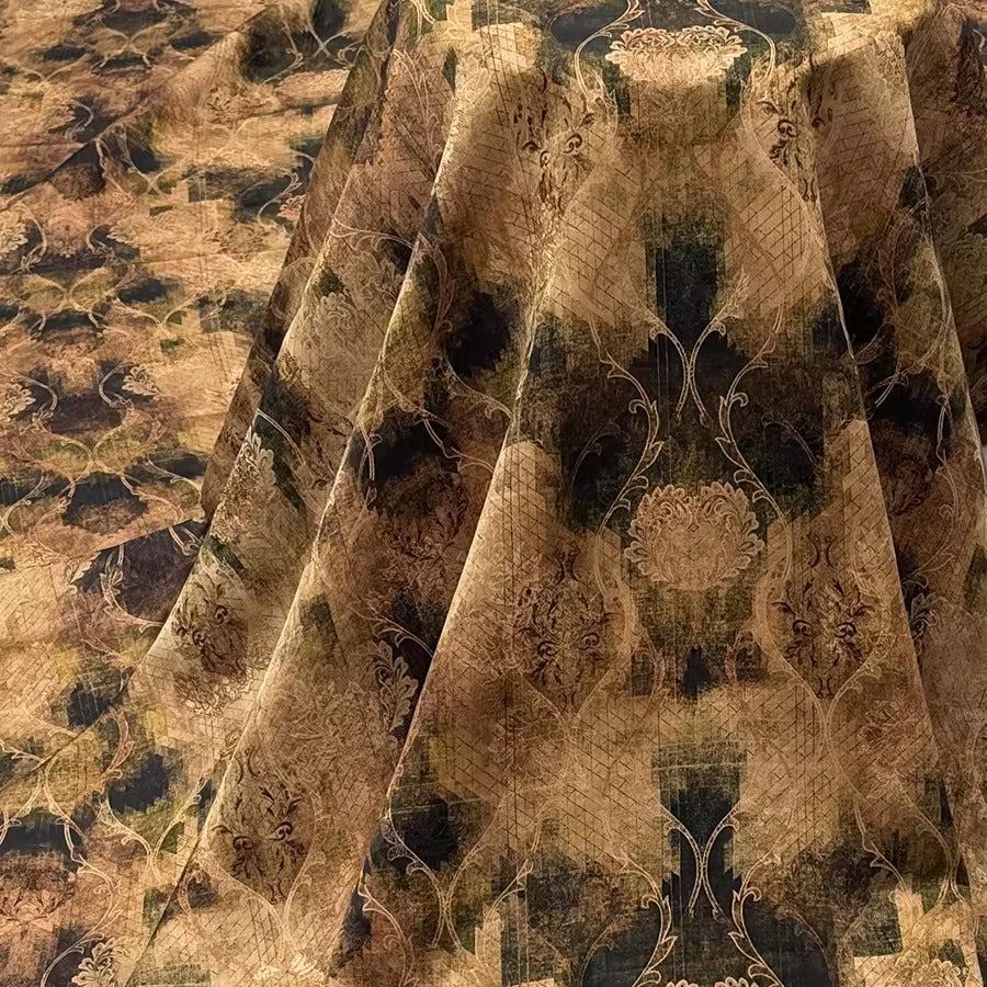 XYHYS 波浪乱纹- Jacquard HUALUO Hongyunsha silk fabric, 25 momme openwork texthture, 110cm by e Yard