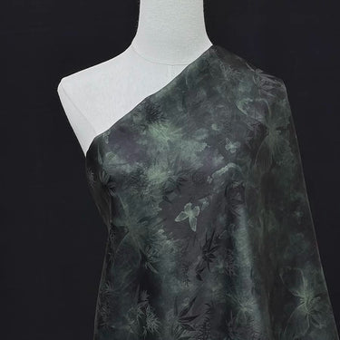 鎏金绿竹 Mud Silk fabric, Jacquard HUALUO, 25 momme 110cm wide by the Yard