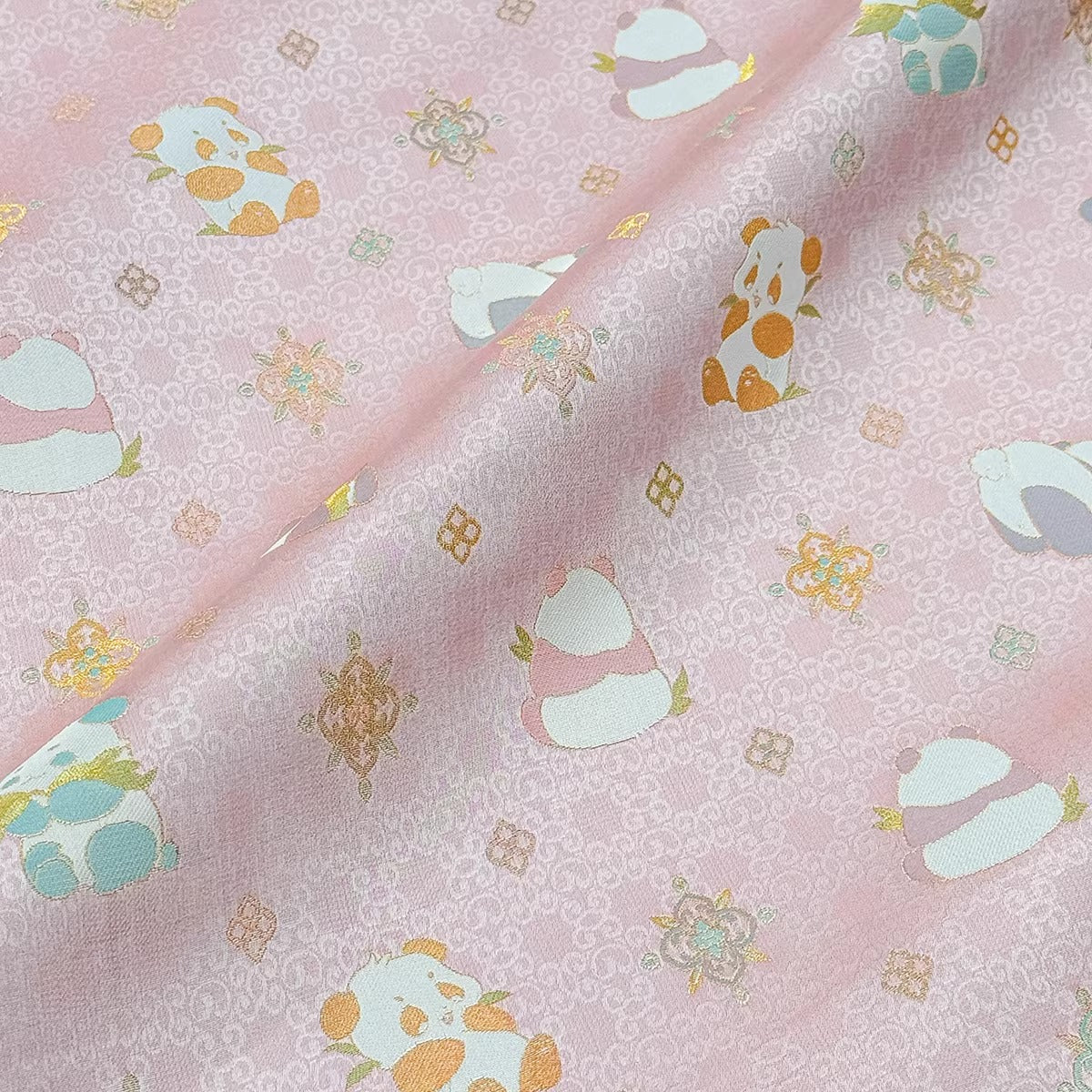 XYLDXSJ 熊猫雅韵纹锦 - Gilt-Thread Song Brocade 织金宋锦, 38 momme 140cm wide by the yard