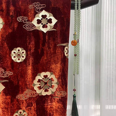 XYYHSR013 - Hot Stamping Metallic Silk Velvet Fabric, 138cm wide by the Yard