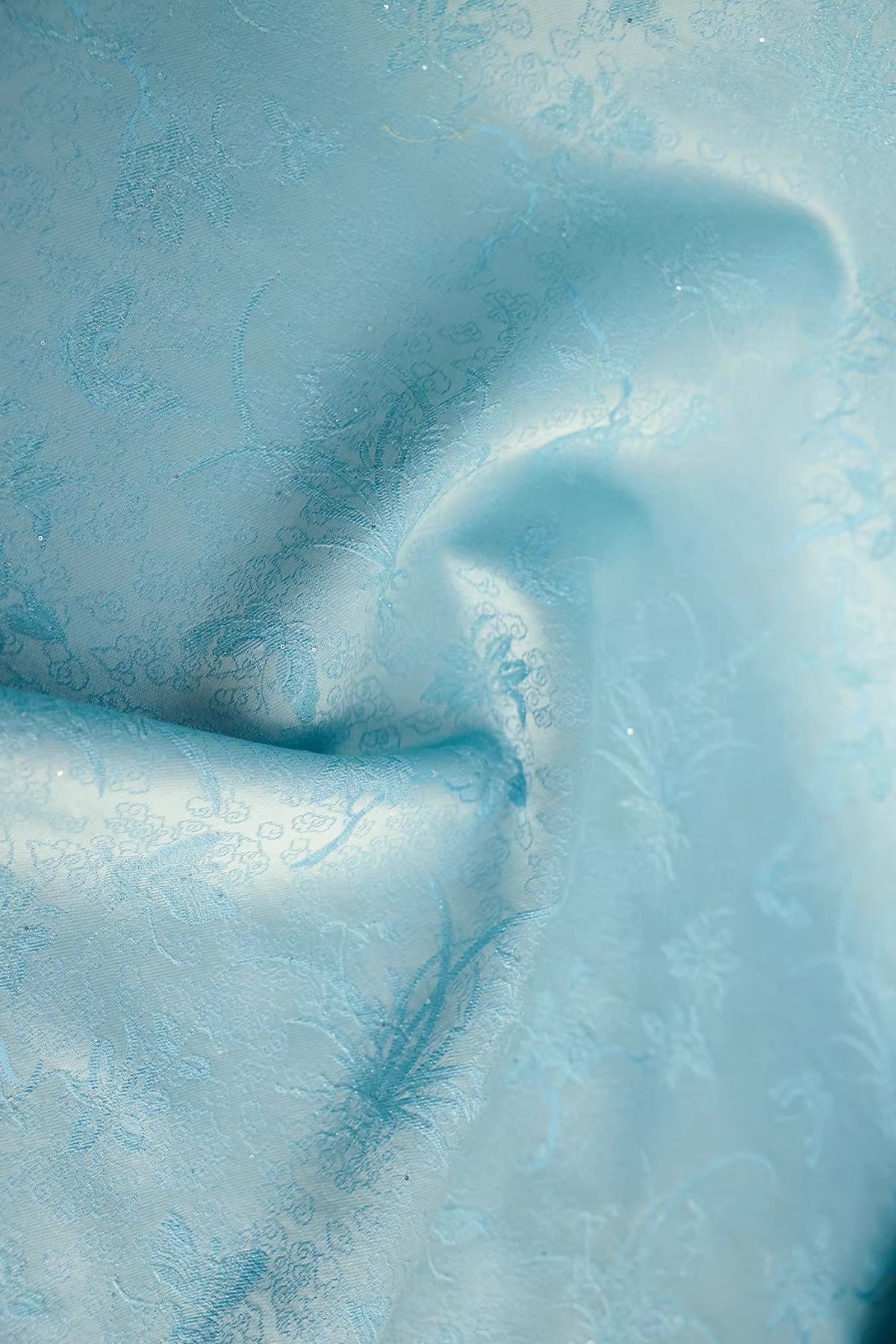 SJKSM005- Jacquard silk wool blend fabric, 54 momme ,pale blue, 135cm wide by the yard