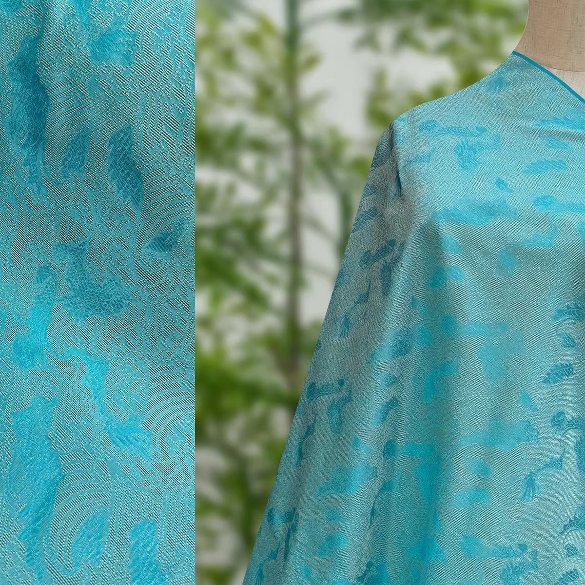 李德喜。四经八纬色织罗XYLN003 - Leno silk fabric, blue, 25 momme 114cm wide by the yard