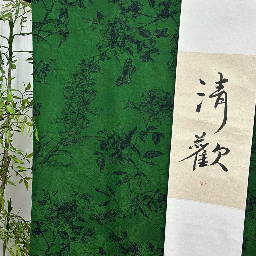 XYDQK - Plant dyed HongYunSha Silk fabric, Openwork HUALUO, 25 momme 110cm wide by the Yard