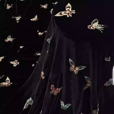 XYYHSR017 - Hot Stamping Metallic Silk Velvet Fabric, 140cm wide by the Yard