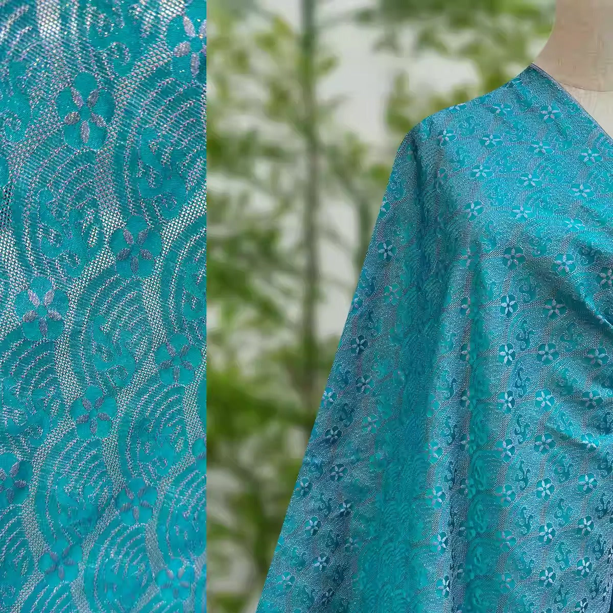 李德喜。四经八纬色织罗XYLN002 - Leno silk fabric, blue, 25 momme 114cm wide by the yard
