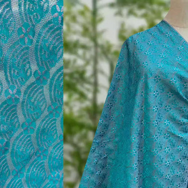 李德喜。四经八纬色织罗XYLN002 - Leno silk fabric, blue, 25 momme 114cm wide by the yard