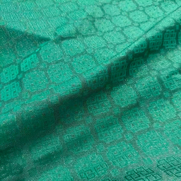 XYLN032 - Leno silk fabric, Gold weave Yarn-dyed, Green RUYI, 25 momme 114cm wide by the yard